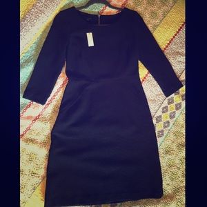 Talbots 2P black stripped 3/4 sleeve dress